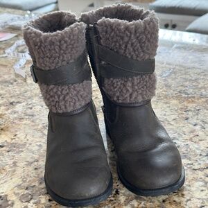 UGG Leather Shearling Lined Boots Charcoal Gray US 6.5